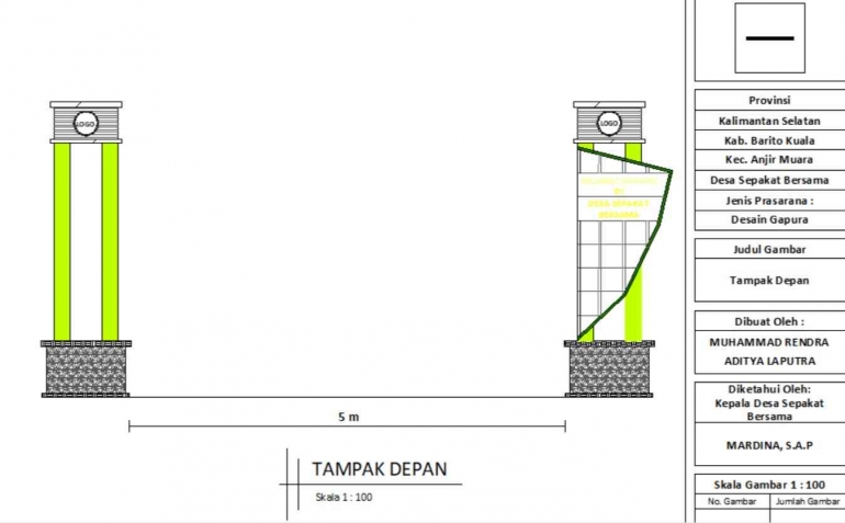 Pembuatan Desain Gapura Selamat Datang di Desa Sepakat Bersama Kecamatan Anjir Muara Kabupaten Barito Kuala
